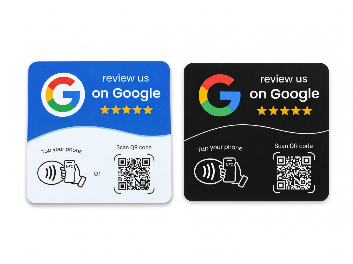 NFC + QR картка 12×12 см для Google-відгуків